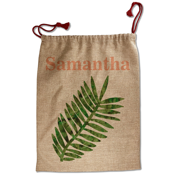 Custom Tropical Leaves Santa Sack - Front (Personalized)