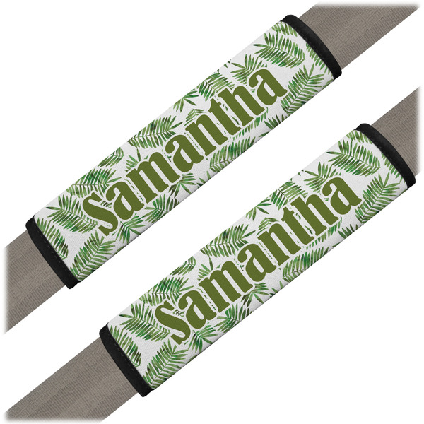 Custom Tropical Leaves Seat Belt Covers (Set of 2) (Personalized)