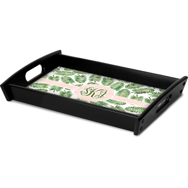 Tropical Leaves Serving Tray Black - Corner