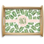Tropical Leaves Natural Wooden Tray - Large (Personalized)