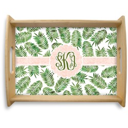 Tropical Leaves Natural Wooden Tray - Large (Personalized)