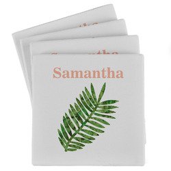 Tropical Leaves Absorbent Stone Coasters - Set of 4 (Personalized)