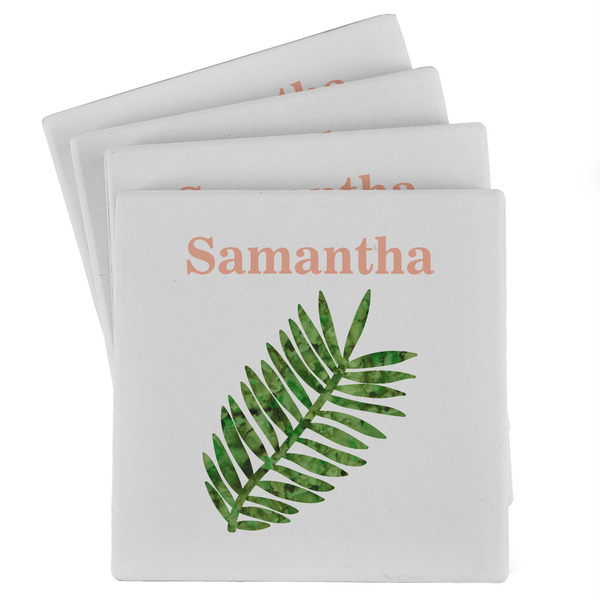 Custom Tropical Leaves Absorbent Stone Coasters - Set of 4 (Personalized)