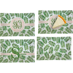 Tropical Leaves Set of 4 Glass Rectangular Appetizer / Dessert Plate (Personalized)