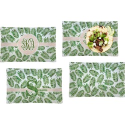 Tropical Leaves Set of 4 Glass Rectangular Lunch / Dinner Plate (Personalized)
