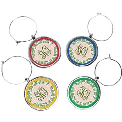 Tropical Leaves Wine Charms (Set of 4) (Personalized)