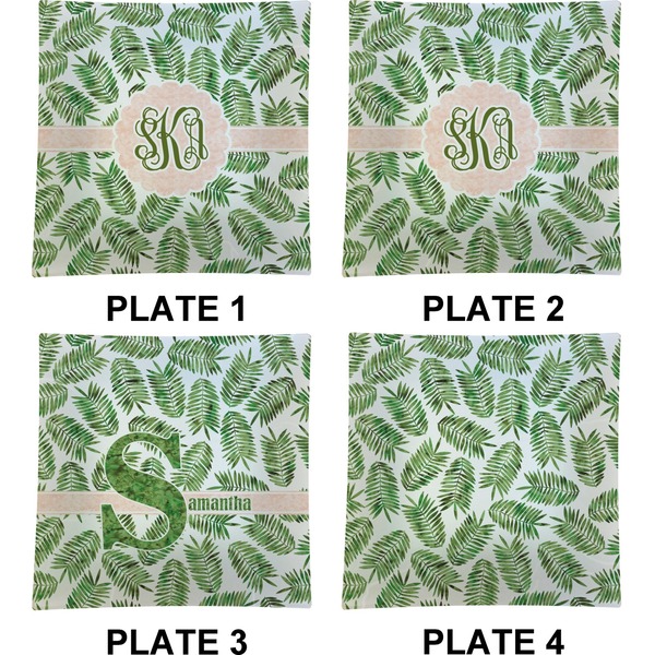 Tropical Leaves Set of Square Dinner Plates (Approval)