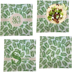 Tropical Leaves Set of 4 Glass Square Lunch / Dinner Plate 9.5" (Personalized)