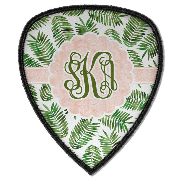 Custom Tropical Leaves Iron on Shield Patch A w/ Monogram
