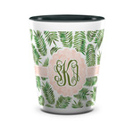 Tropical Leaves Ceramic Shot Glass - 1.5 oz - Two Tone - Set of 4 (Personalized)