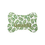 Tropical Leaves Bone Shaped Dog Food Mat (Small) (Personalized)