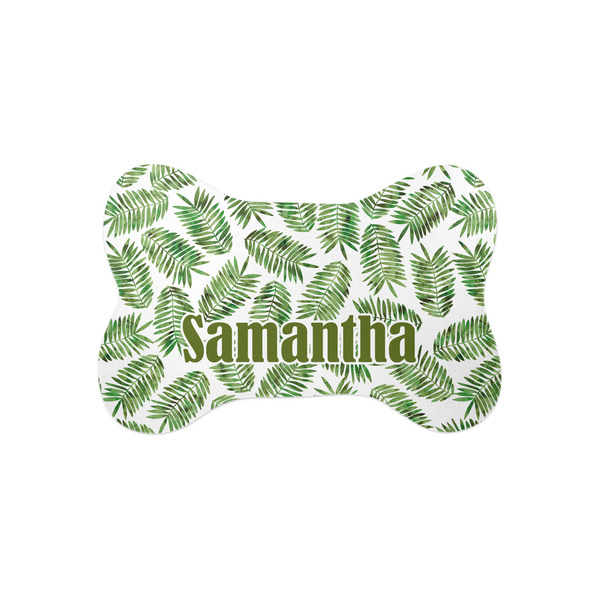 Custom Tropical Leaves Bone Shaped Dog Food Mat (Small) (Personalized)