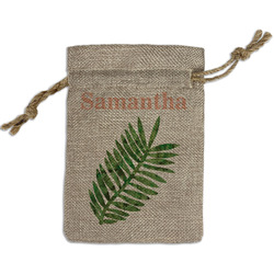 Tropical Leaves Small Burlap Gift Bag - Front (Personalized)