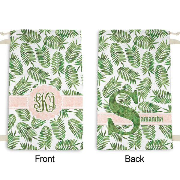 Tropical Leaves Small Laundry Bag - Front & Back View