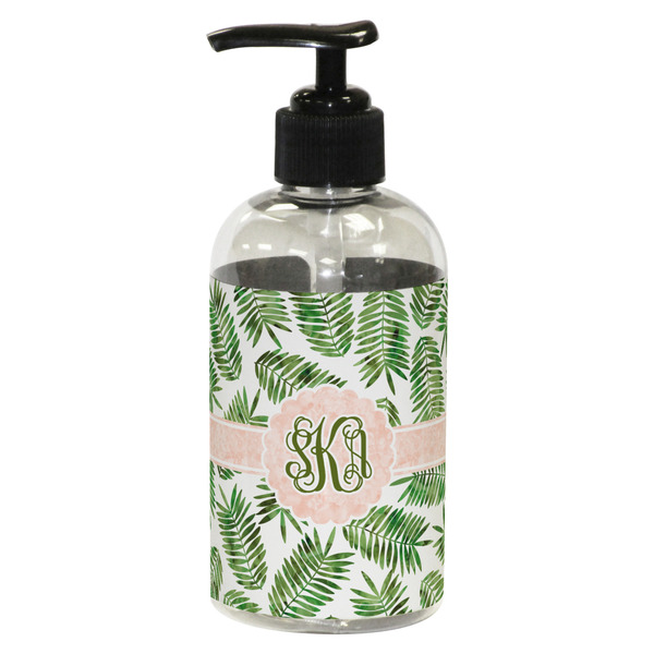 Custom Tropical Leaves Plastic Soap / Lotion Dispenser (8 oz - Small - Black) (Personalized)