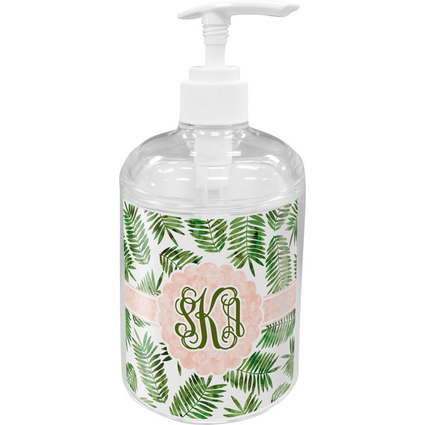 Custom Tropical Leaves Acrylic Soap & Lotion Bottle (Personalized)