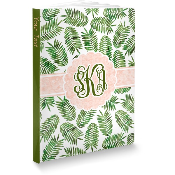 Custom Tropical Leaves Softbound Notebook - 7.25" x 10" (Personalized)