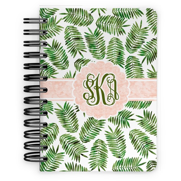 Custom Tropical Leaves Spiral Notebook - 5x7 w/ Monogram