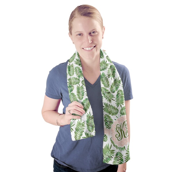 Tropical Leaves Sport Towel - Exercise use - Model