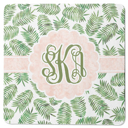 Tropical Leaves Square Rubber Backed Coaster (Personalized)