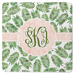 Tropical Leaves Square Rubber Backed Coaster (Personalized)