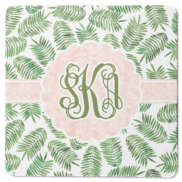 Custom Tropical Leaves Square Rubber Backed Coaster (Personalized)