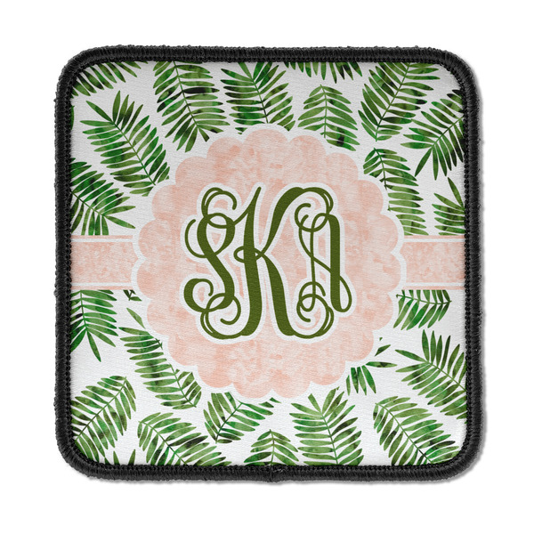 Custom Tropical Leaves Iron On Square Patch w/ Monogram