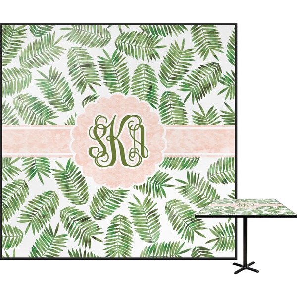 Custom Tropical Leaves Square Table Top (Personalized)