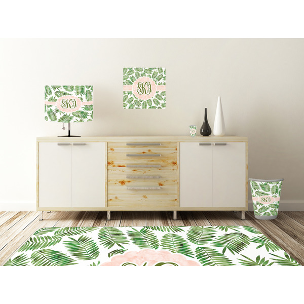 Tropical Leaves Square Wall Decal Wooden Desk