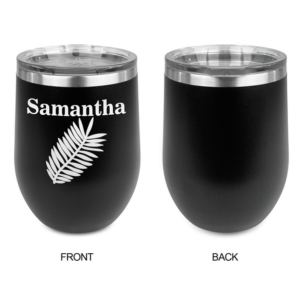 Tropical Leaves Stainless Wine Tumblers - Black - Single Sided - Approval