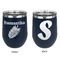 Tropical Leaves Stainless Wine Tumblers - Navy - Double Sided - Approval