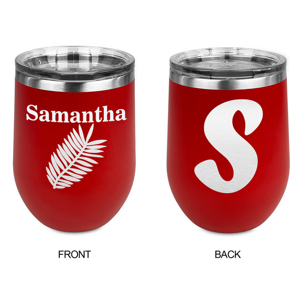 Tropical Leaves Stainless Wine Tumblers - Red - Double Sided - Approval