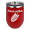 Tropical Leaves Stainless Wine Tumblers - Red - Double Sided - Front