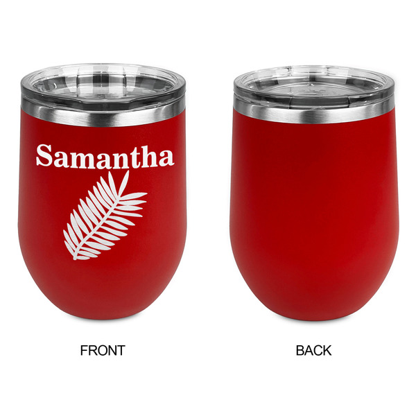 Tropical Leaves Stainless Wine Tumblers - Red - Single Sided - Approval