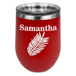 Tropical Leaves Stemless Stainless Steel Wine Tumbler - Red - Single Sided (Personalized)
