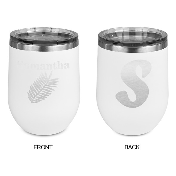 Tropical Leaves Stainless Wine Tumblers - White - Double Sided - Approval