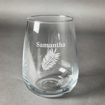 Tropical Leaves Stemless Wine Glass (Single) (Personalized)
