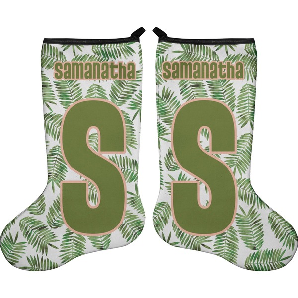 Custom Tropical Leaves Holiday Stocking - Double-Sided - Neoprene (Personalized)