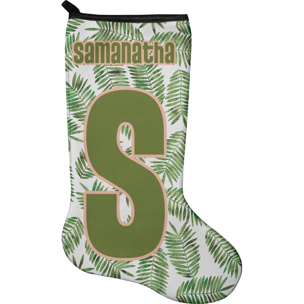 Custom Tropical Leaves Holiday Stocking - Neoprene (Personalized)