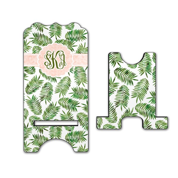 Tropical Leaves Stylized Phone Stand - Front & Back - Large