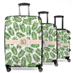 Tropical Leaves 3 Piece Luggage Set - 20" Carry On, 24" Medium Checked, 28" Large Checked (Personalized)