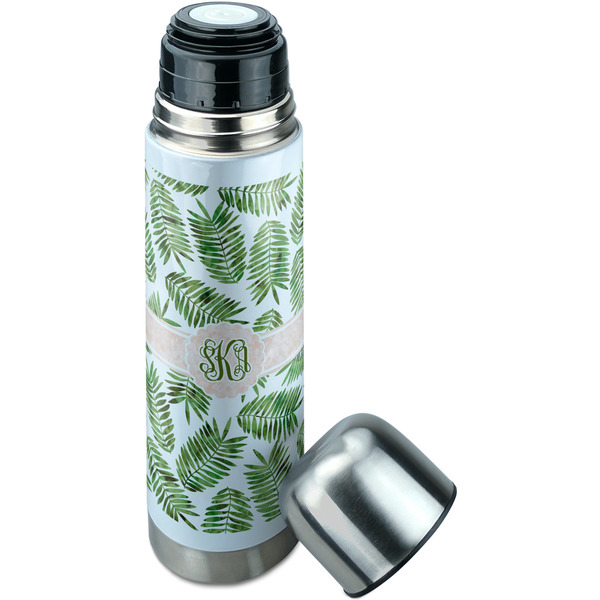 Tropical Leaves Thermos - Lid Off