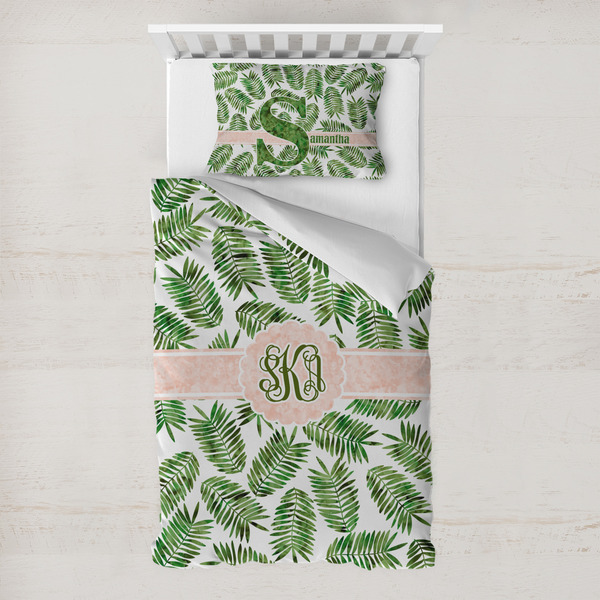 Custom Tropical Leaves Toddler Bedding Set - With Pillowcase (Personalized)