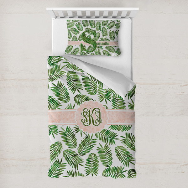 Custom Tropical Leaves Toddler Bedding w/ Monogram