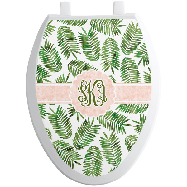Custom Tropical Leaves Toilet Seat Decal - Elongated (Personalized)