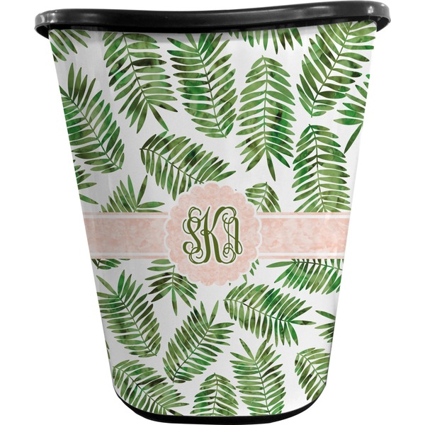 Custom Tropical Leaves Waste Basket - Single Sided (Black) (Personalized)