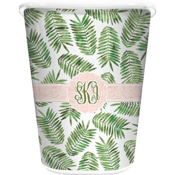Tropical Leaves Waste Basket - Double Sided (White) (Personalized)