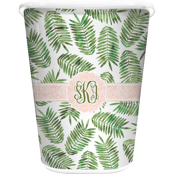 Custom Tropical Leaves Waste Basket - Single Sided (White) (Personalized)