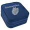 Tropical Leaves Travel Jewelry Boxes - Leather - Navy Blue - Angled View