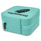Tropical Leaves Travel Jewelry Boxes - Leather - Teal - View from Rear